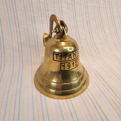Brass RMS Titanic 1912 Ship Replica Bell w/ Wall Mount Bracket White Star Line