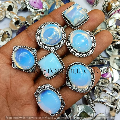 New Sale Opalite Gemstone 925 Sterling Silver Plated Wholesale Lot Ring For MOM - Picture 3 of 3