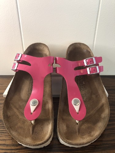 Birkenstock Birki's Women's Pink Patent Thong Sandals Sz EU 40 • US 9