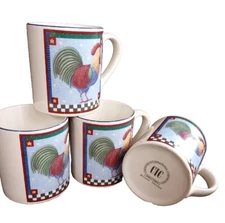 CIC Rooster Coffee Mug Coco Dowley Set Of 4 Sun Star Mug With Handle White Lot