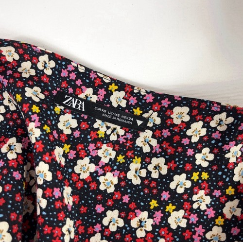 NWOT Zara Floral Print Dress Button Down XS Cottage Core Viscose Summer Sundress - Picture 11 of 13