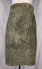 Vintage 1970s Olive Suede Mini Skirt Winlit Zipper and Snap