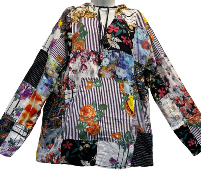 Nwt FUNKY STUFF patch hippie hood pocket rayon HOODIE TOP JACKET 1X Free shippin