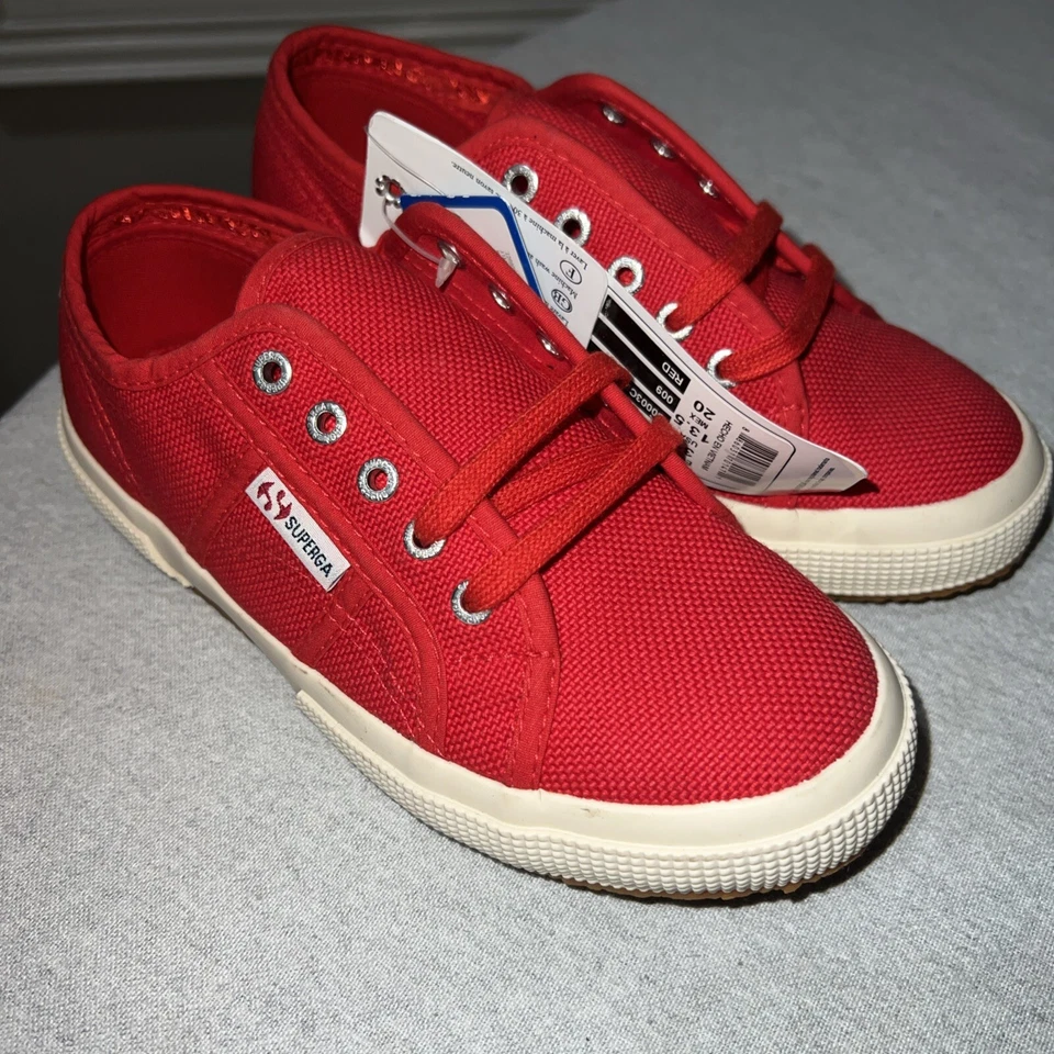 Zapatillas deportivas clásicas Superga YOUTH RED de lona 2750 Coto bajas nuevas con etiquetas 31UE/13,5 EE. UU. Foto 2 de 4