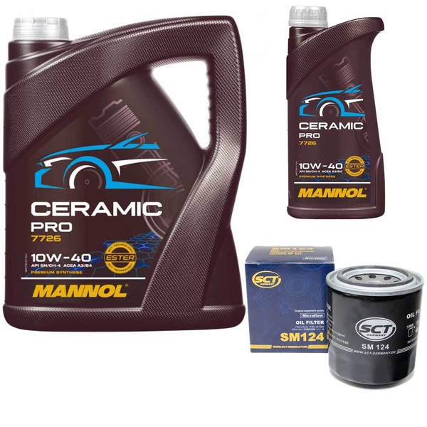 MotoröL Set Mannol 10W-40 Ceramic Pro 6 Liter + ÖLfilter FüR Subaru Tribeca 3.0-image