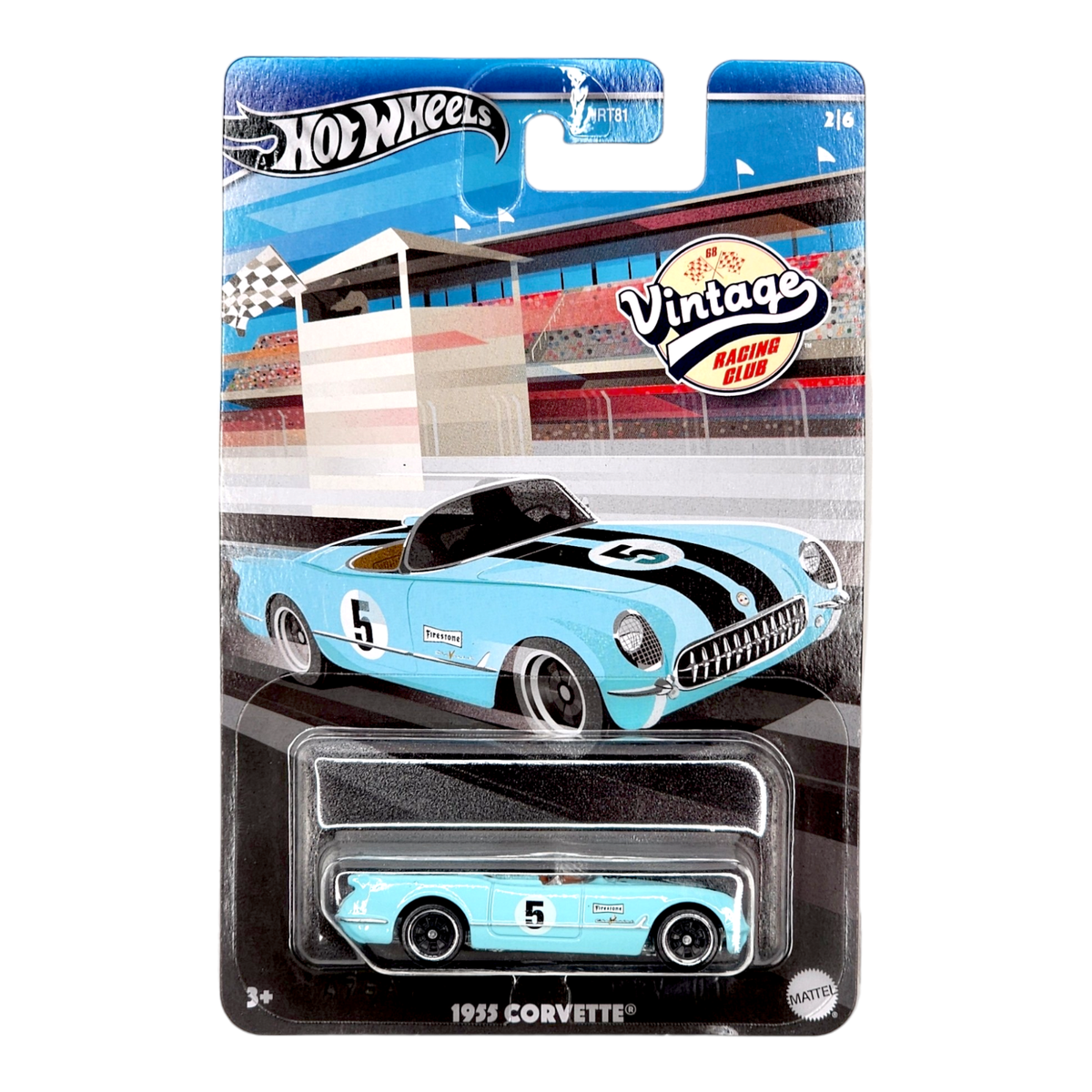 HOT WHEELS 1955 Corvette Blue Vintage Racing Club '55 Chevy HRV01
