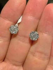 2Ct Real Moissanite Cluster Flower Stud Earrings 14K Yellow Gold Plated