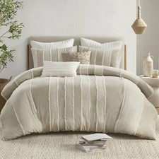INK IVY Queen Duvet Cover Set Boho Duvet Covers Stripes, Clipped Jacquard, Co...