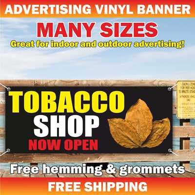 TOBACCO SHOP NOW OPEN Advertising Banner Vinyl Mesh Sign hookah bar cafe smoking
