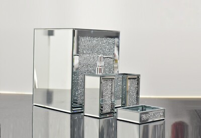 Crushed Diamond Badezimmer Set Seifenspender Zahnbürstenhalter Seifenhalter Eimer
