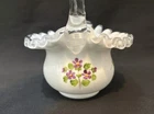 Vintage Fenton Silver Crest Violets in the Snow Basket
