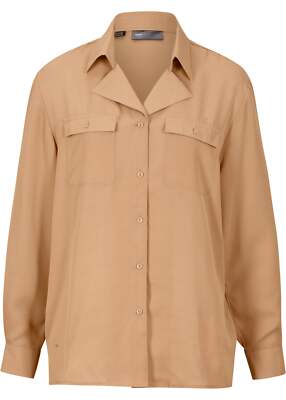 Neu Bluse mit Brusttaschen Gr. 52 cappuccino Damen Obertail Hemd Blouse