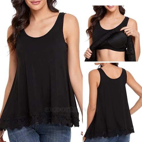 Women with Built in Bra Flowy Shelf Bra Tank Top Padded Adjustable Straps Cami - Picture 22 of 36