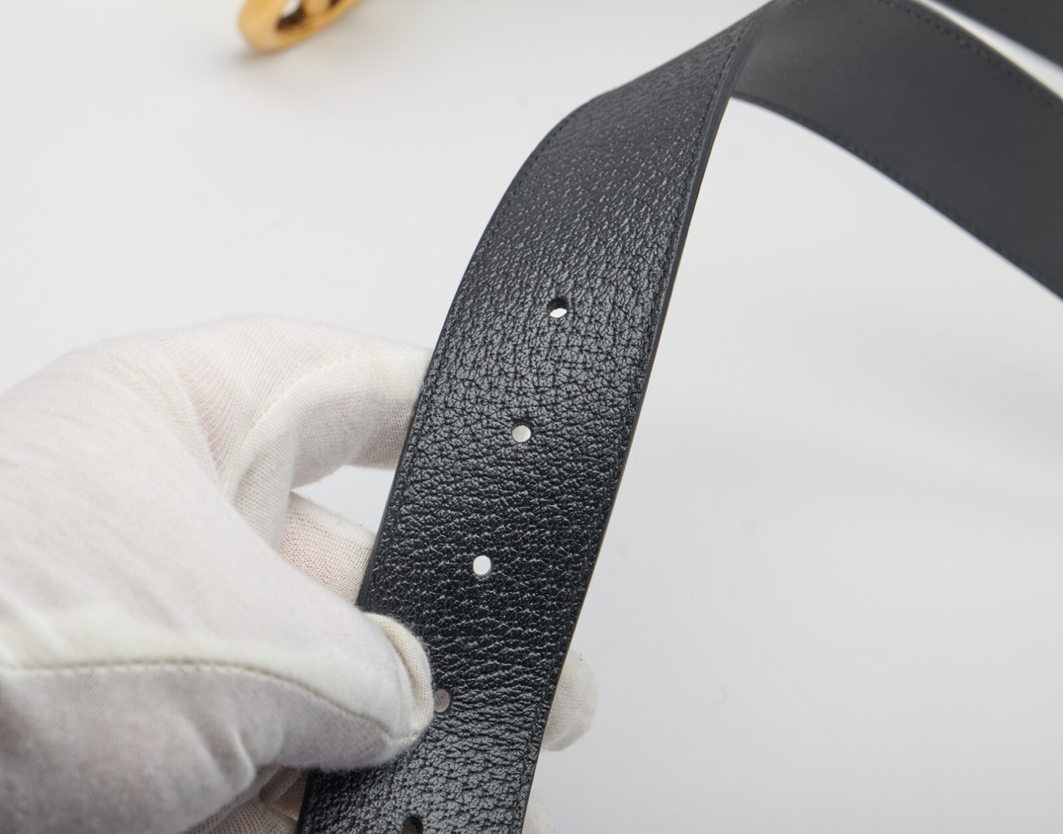 Unisex 90/36 Gucci Double G Black Leather Marmont Wide Belt Unisex 90/36 Gucci Double G Black Leather Marmont Wide Belt