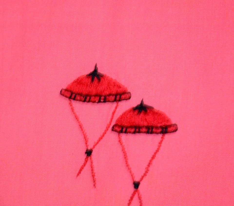 Camisa Estilo Guayabera Filipinas Vintage L/XL Años 50 60 Bordada Bambú Sombreros Foto 4 de 4