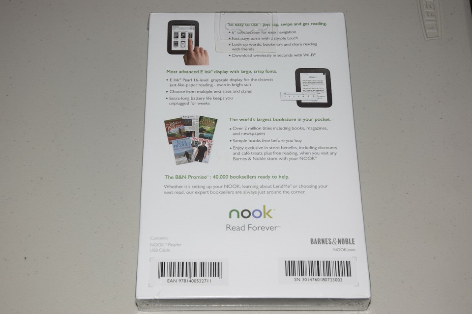 Barnes & Noble Nook Simple Touch 2GB, Wi-Fi, 6in eBook e Reader Black ...