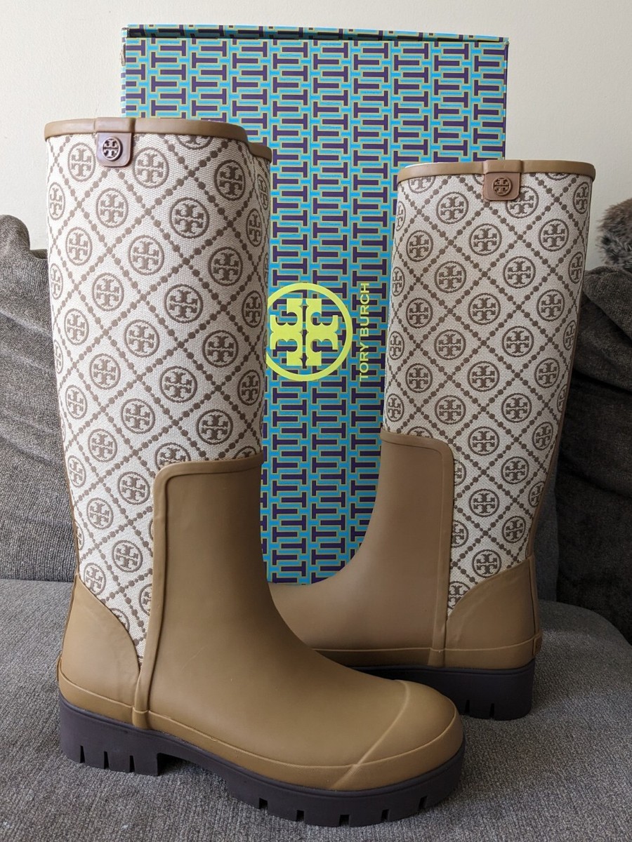 【特価!関税送料込】TORY BURCH HURRICANE RAIN BOOTS Tory Burch T Monogram Hurricane Tall Rain Boot Size 8 | eBay