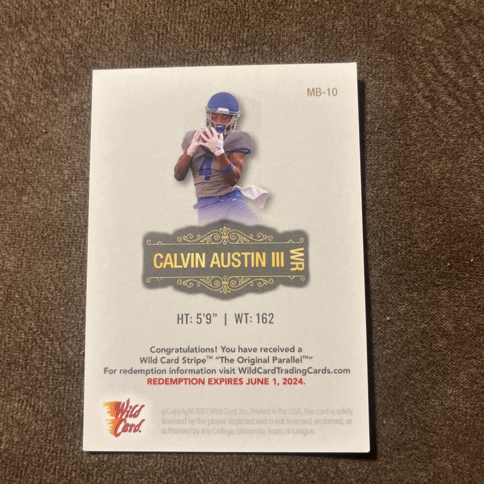 2022 Wild Card MATTE Touch Football White Lines MB10 Calvin Austin
