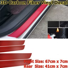 3D Carbon Fiber Red Vinyl Decal Door Sill Step Scratch Protector Sticker EURO 1