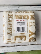 Design Imports DII Gold Christmas Collage Napkin (Set of 6) NEW