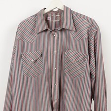 Vintage 80s Mens Western Pearl Snap Striped Shirt Size XL Made in USA Cowboy