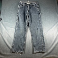 Vintage Lee Mens Jeans Blue Dungarees Carpenter Hammer Loop Size 32x30 Cotton
