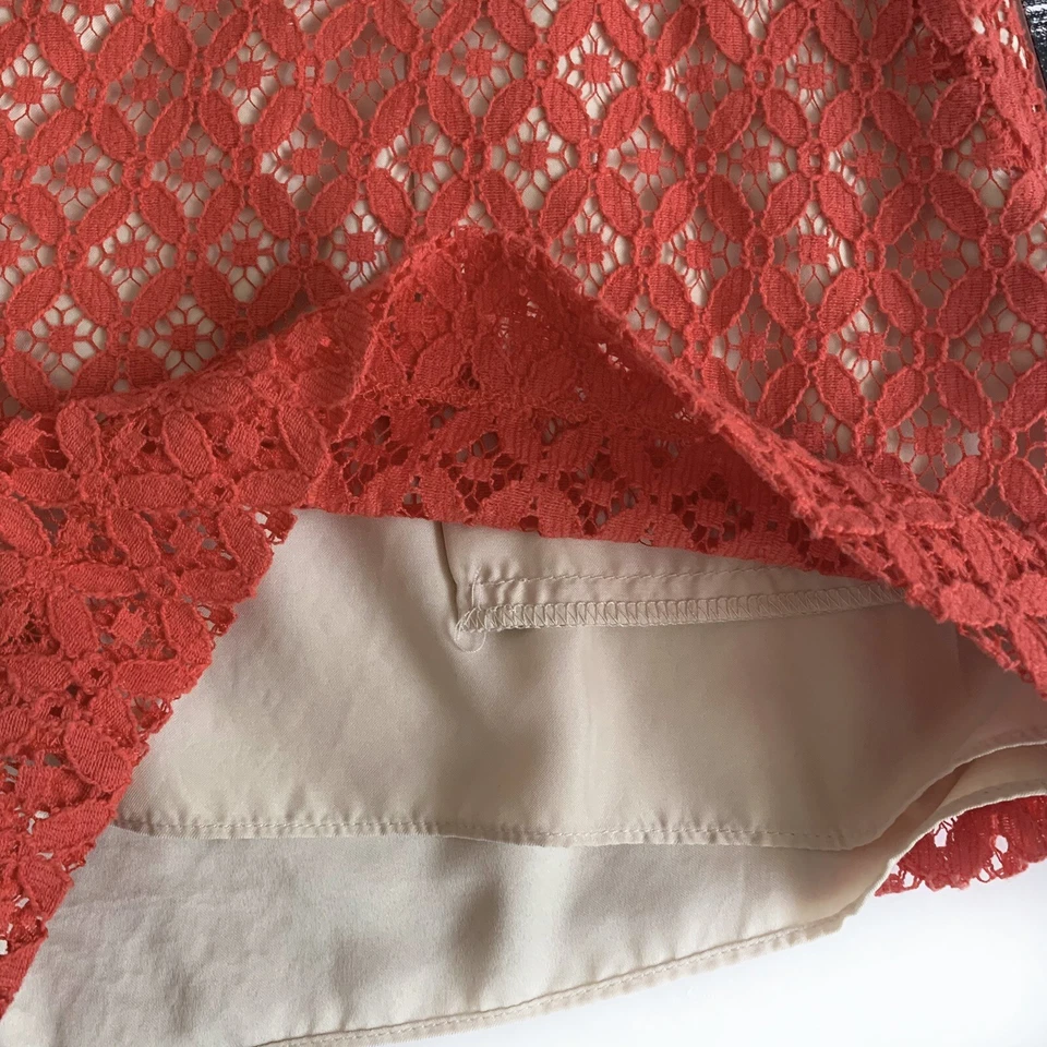Pantalones Cortos Kensie Rojo Coral Encaje Forrados Talla 10 Nuevos con Etiquetas Foto 3 de 4