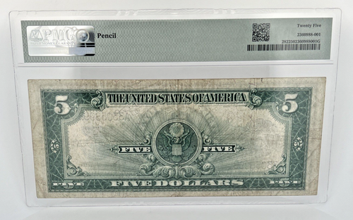 1923 $5 SILVER CERTIFICATE, LINCOLN PORTHOLE, FR#282 PMG VF-25 - Picture 2 of 6