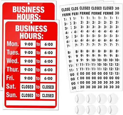2 Piece Business Hours Sign,  Open Hours Signs for Business Adjustable, Assured