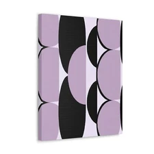 Wall Art Decor - Canvas Print Artwork - Geometric Lavender and Black Pattern