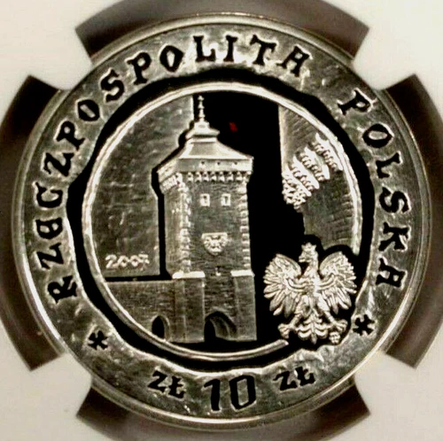 Poland 10 Zlotych 2007 NGC PF 70 Ultra Cameo UNC Silver Municipal Rights Krakow