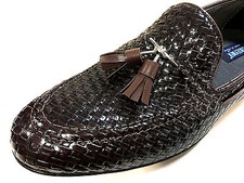 Moccasin Loafer Dark Brown Woven Men's Shoes Slipper
