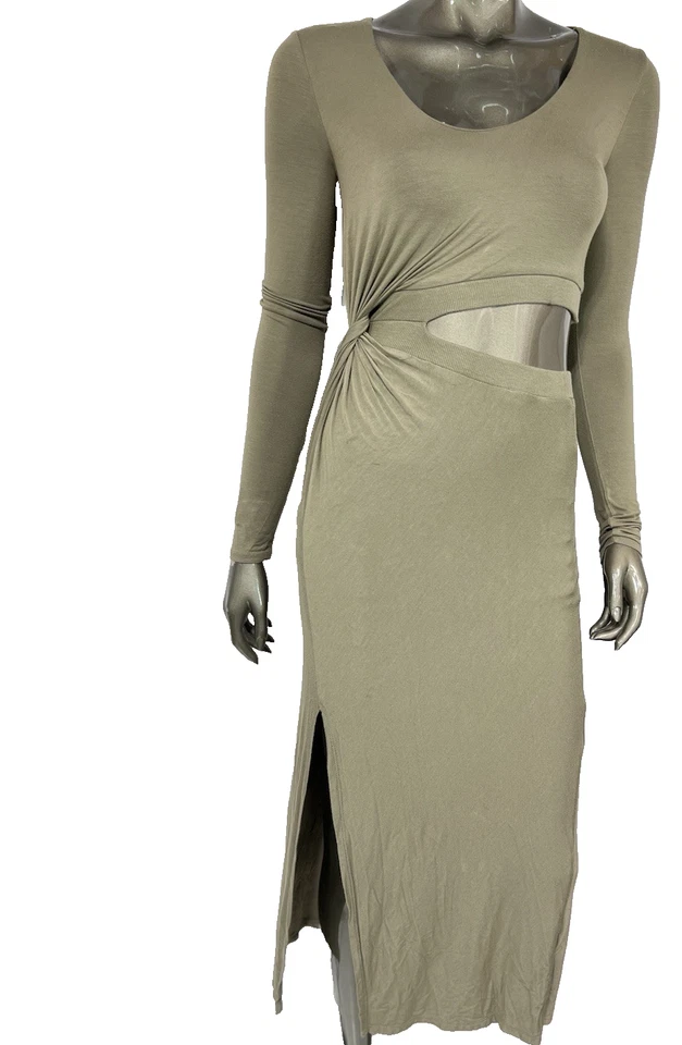 Bailey 44 Dress Womens XS Khaki Green Mable Cutout Midi - Image 4 of 4