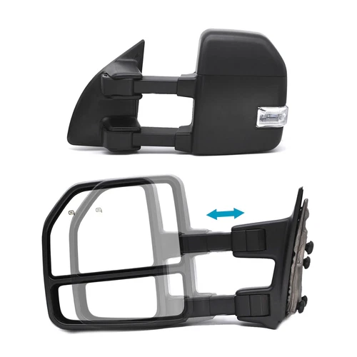 Towing Mirrors For 99-13 Ford F-250 F-350 F-450 SD Manual Telescoping Black