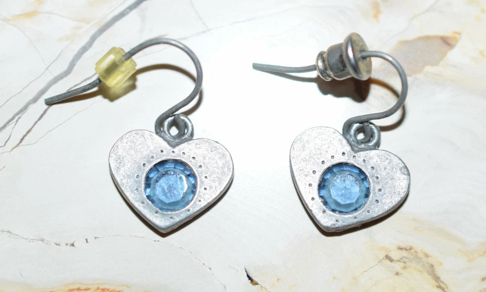 Pewter Hearts with Purple and Blue Bead Accents Y Necklace and Earrings Set - Image 2 of 4