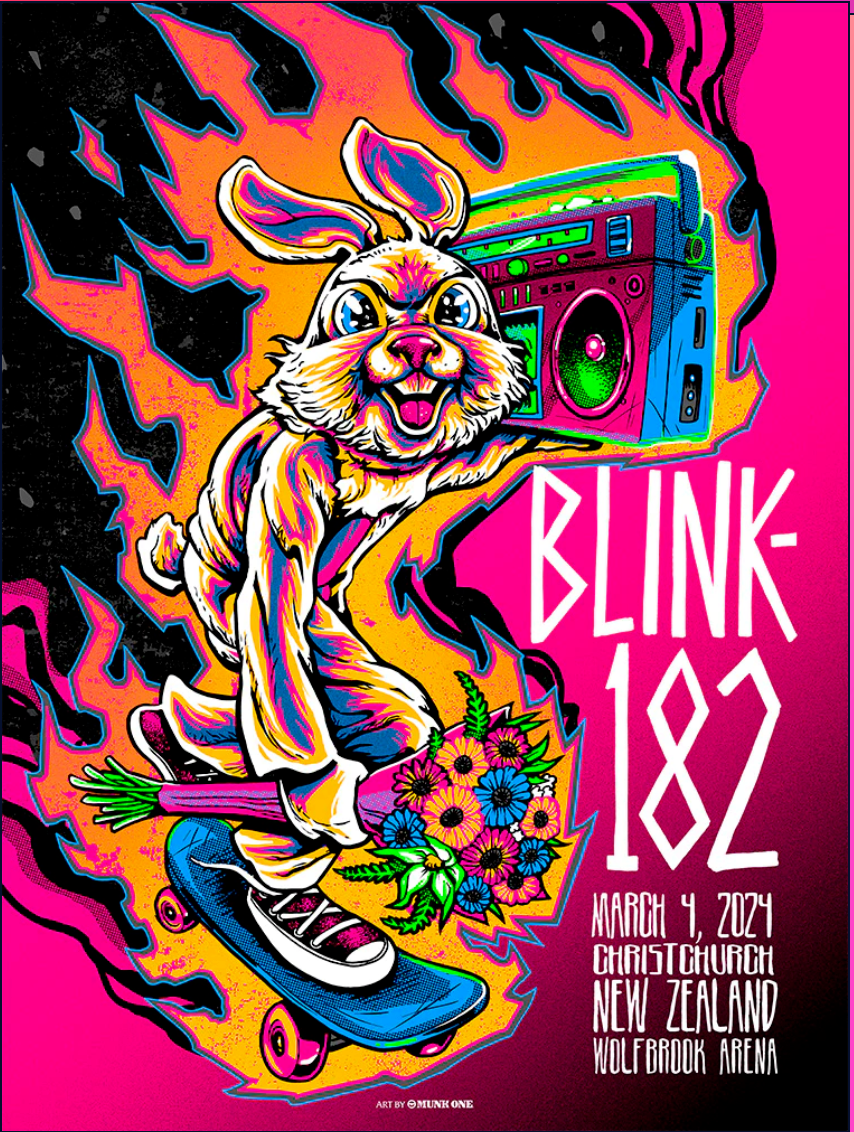 AUTHENTIC Blink-182 March 4 2024 Poster Christchurch New Zealand