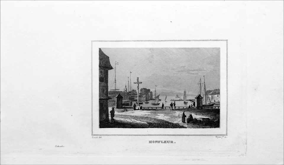 LE PORT de HONFLEUR au 19e siècle - Fine gravure du 19e siècle - Photo 2/2