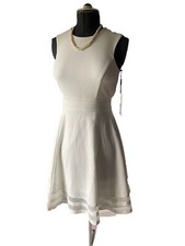Calvin Klein Size 4 Dress Sleeveless Panelled Cream Women Dress New