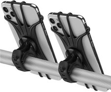 2 Pack Universal Bike Phone Mounts, 360 Rotation Silicone Holders for iPhone and