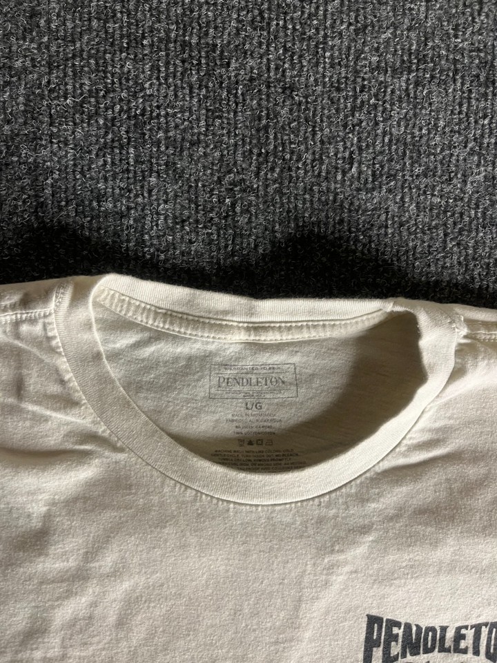 pendleton t shirt size large wooden mills white short sleeve crew neck