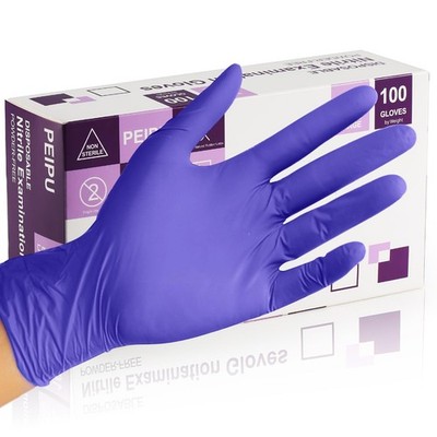 Medical Nitrile Exam Gloves, Blue, Powder-Free Food-Safe Medium Glove 100 Pack