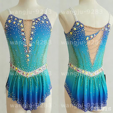 Girls' Rhythmic Gymnastics Leotards Artistic Gymnastics Jeweled blue dyeing
