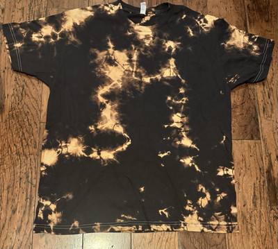 Alstyle Classic Tie Dye Men's Black Beige Short Sleeve Crew Neck T-Shirt L