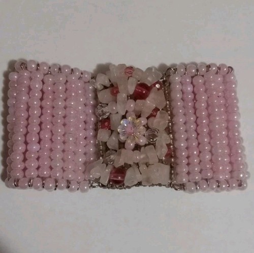 Vintage MIRIAM HASKELL Rose Pink Art Glass Beaded Bracelet 1950's Frank Hess Era - Picture 1 of 9
