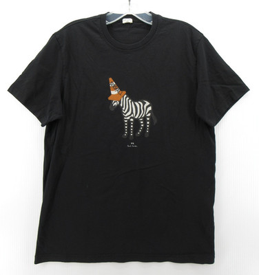 Paul Smith Shirt Men Medium Black Pullover T Tee Zebra Traffic Cone Organic