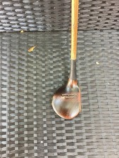 Antique Hickory Wood Shaft Very Large Head H B Loskore 10 Driver Golf Club D2