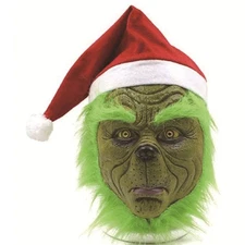 Grinch Full-Face Latex Mask - Monster Hat Adult Costume for Roleplay
