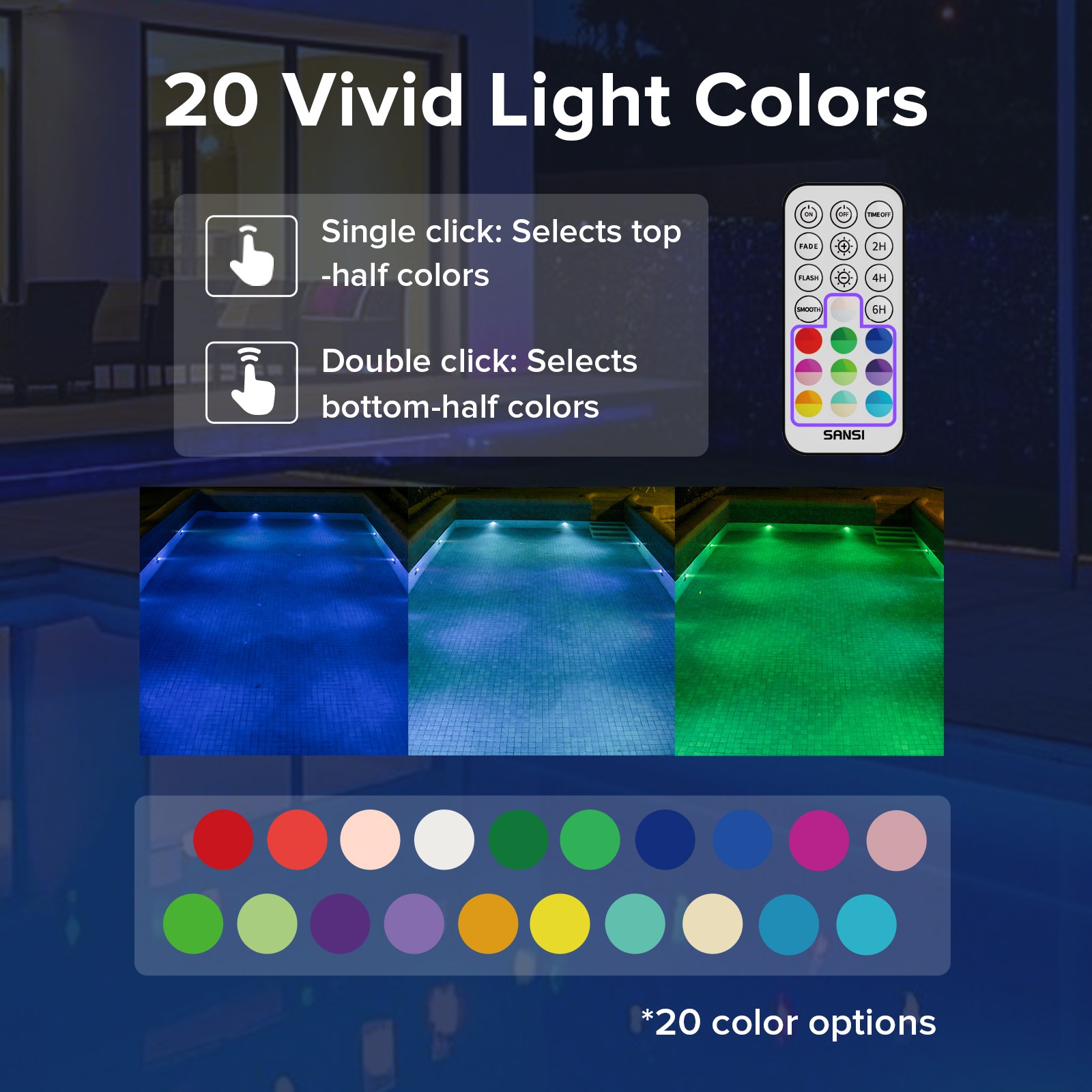SANSI 2/4/6/8PCS Pool Lights Underwater Submersible LED Light IP68 RGB ...