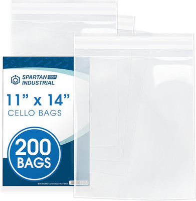 - 11'' X 14'' (200 Count) Crystal Clear Resealable Cello Poly Bags for Packaging,