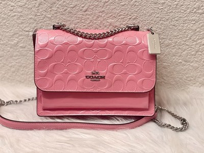 バッグ Vintage Coach Clip Pink Bag Signature Coach Klare Crossbody Bag In Signature Leather In Silver Pink NWT